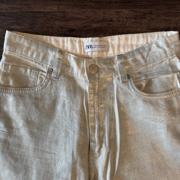 METALLIC SILVER PAINTED JEANS - Picture 2 of 4